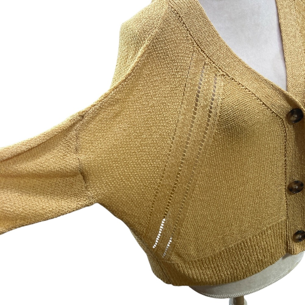 Maurices Yellow Knit Button Front V Neck Cardigan Sweater Women's Medium - Picture 6 of 11